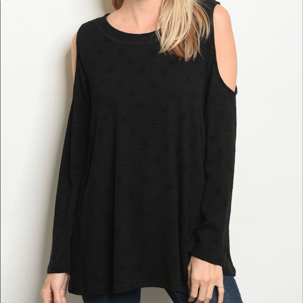 Black Cold Shoulder Top
